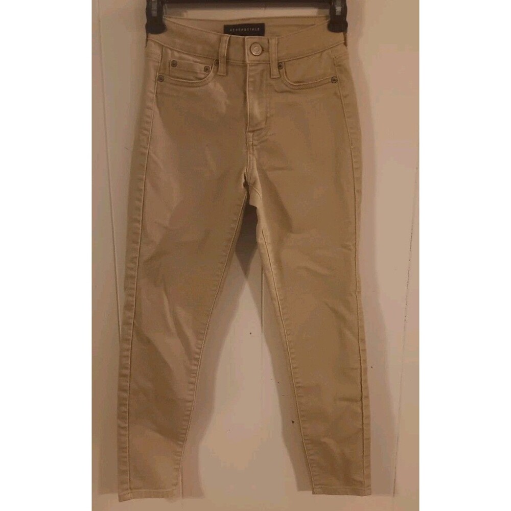Girls Aeropostale High Rise Jegging Size 000 Short Khaki School Wear Chino